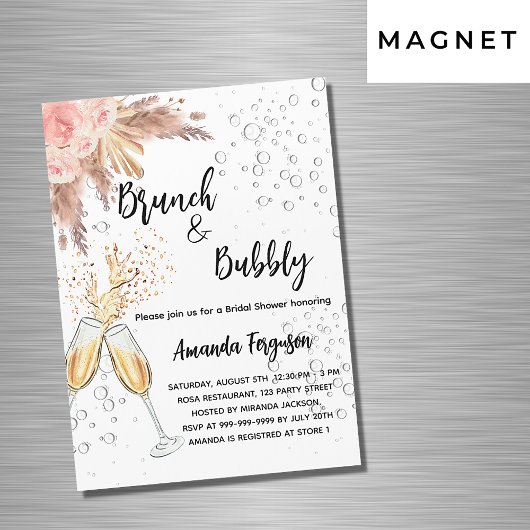 Brunch Bubbly Brautparty Blush Pampen Luxus Magneteinladung