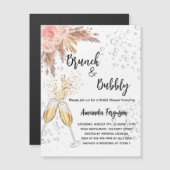 Brunch Bubbly Brautparty Blush Pampen Luxus Magneteinladung (Vorne/Hinten)