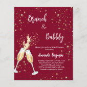 Brunch Bubbly Brautparty burgundy Einladung (Vorderseite)