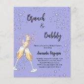 Brunch Bubbly Brautparty Duschblau Einladung (Vorderseite)