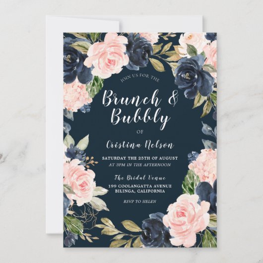 Brunch & Bubbly Brautparty Einladung (Vorderseite)
