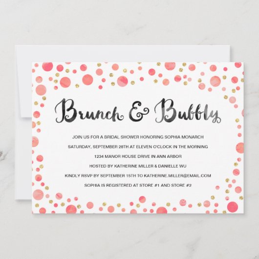 Brunch & Bubbly | Brautparty Einladung (Vorderseite)