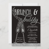Brunch & Bubbly Brautparty Einladung, Imitate Silb Einladung (Vorderseite)