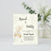 Brunch Bubbly Brautparty Elfenbein Einladung (Stehend Vorderseite)