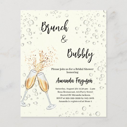 Brunch Bubbly Brautparty Elfenbein Einladung (Vorderseite)