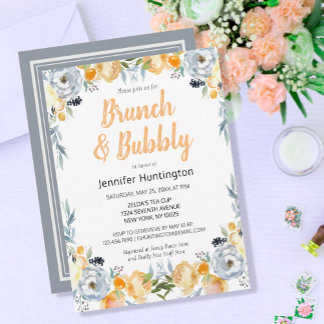 Brunch & Bubbly Brautparty Floral Boho Einladung