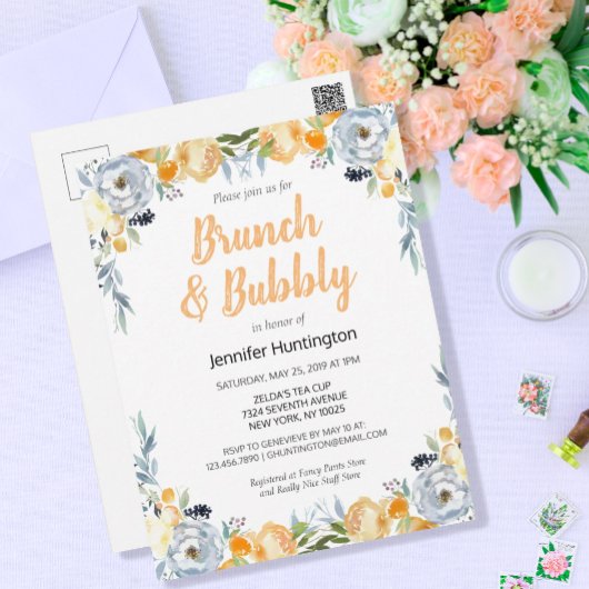 Brunch & Bubbly Brautparty Floral Boho Postkarte