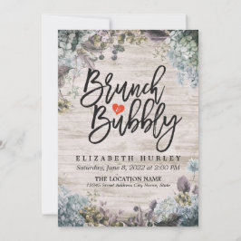 Brunch & Bubbly Brautparty Floral & Rustikales Hol Einladung