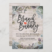 Brunch & Bubbly Brautparty Floral & Rustikales Hol Einladung (Vorne/Hinten)