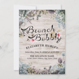 Brunch & Bubbly Brautparty Floral & Rustikales Hol Einladung