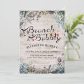 Brunch & Bubbly Brautparty Floral & Rustikales Hol Einladung (Stehend Vorderseite)