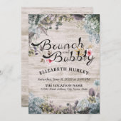 Brunch & Bubbly Brautparty Floral & Rustikales Hol Einladung (Vorne/Hinten)