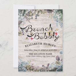 Brunch & Bubbly Brautparty Floral & Rustikales Hol Einladung