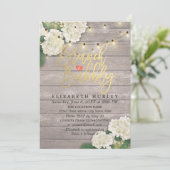 Brunch & Bubbly Brautparty Floral String Lights Einladung (Stehend Vorderseite)