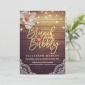 Brunch & Bubbly Brautparty Floral String Lights Einladung (Stehend Vorderseite)