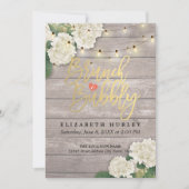 Brunch & Bubbly Brautparty Floral String Lights Einladung (Vorderseite)