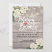 Brunch & Bubbly Brautparty Floral String Lights Einladung (Vorderseite)