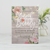 Brunch Bubbly Brautparty Floral String Lights Einladung (Stehend Vorderseite)