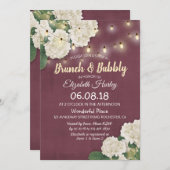 Brunch & Bubbly Brautparty Floral String Lights Einladung (Vorne/Hinten)