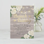 Brunch & Bubbly Brautparty Floral String Lights Einladung (Stehend Vorderseite)