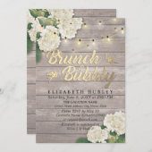 Brunch & Bubbly Brautparty Floral String Lights Einladung (Vorne/Hinten)