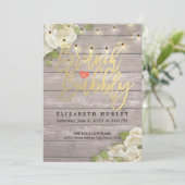 Brunch Bubbly Brautparty Floral String Lights Einladung (Stehend Vorderseite)
