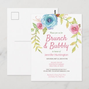 Brunch & Bubbly Brautparty Floraleinladung Postkarte