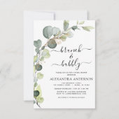 Brunch & Bubbly Brautparty Foto Eukalyptus Einladung (Vorderseite)