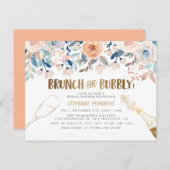 Brunch & Bubbly | Brautparty für Gold und Wasserfa Einladungspostkarte (Vorne/Hinten)