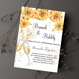 Brunch Bubbly Brautparty Goldblasen Einladung