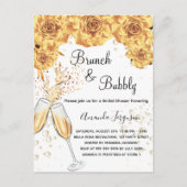 Brunch Bubbly Brautparty Goldblasen elegant Einladungspostkarte (Vorderseite)