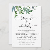 Brunch & Bubbly Brautparty Greenery Einladung (Vorderseite)