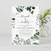 Brunch & Bubbly Brautparty Grüne Einladung (Stehend Vorderseite)