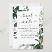Brunch & Bubbly Brautparty Grüne Einladung (Vorderseite)