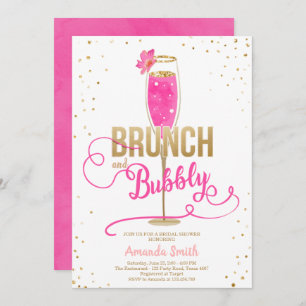 Brunch & Bubbly Brautparty Hot Pink Champagne Einladung
