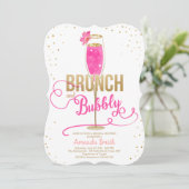 Brunch & Bubbly Brautparty Hot Pink Champagne Einladung (Stehend Vorderseite)