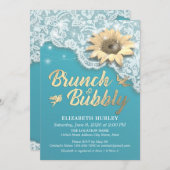 Brunch Bubbly Brautparty Lace Sunflower Lights Einladung (Vorne/Hinten)