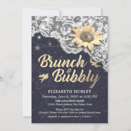 Brunch Bubbly Brautparty Lace Sunflower Lights Einladung