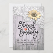 Brunch & Bubbly Brautparty Lace Sunflower Wood Einladung (Vorderseite)
