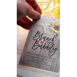 Brunch & Bubbly Brautparty Lace Sunflower Wood Einladung