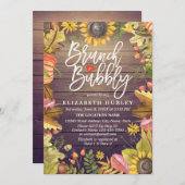 Brunch & Bubbly Brautparty Maple Blätter Pumpkin Einladung (Vorne/Hinten)