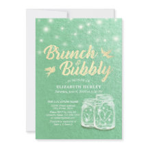 Brunch & Bubbly Brautparty Mason Jar Green Gold