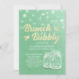 Brunch & Bubbly Brautparty Mason Jar Green Gold Einladung