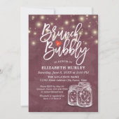 Brunch Bubbly Brautparty Mason Jar String Light Einladung (Vorderseite)