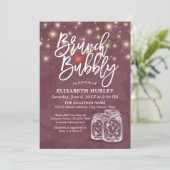 Brunch Bubbly Brautparty Mason Jar String Light Einladung (Stehend Vorderseite)