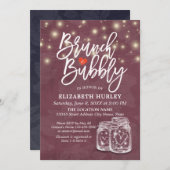 Brunch Bubbly Brautparty Mason Jar String Light Einladung (Vorne/Hinten)