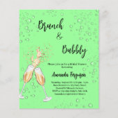 Brunch Bubbly Brautparty Minze grüne Einladung (Vorderseite)