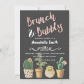 Brunch & Bubbly Brautparty mit Blumenmuster Einladung (Vorderseite)