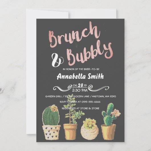 Brunch & Bubbly Brautparty mit Blumenmuster Einladung (Vorderseite)