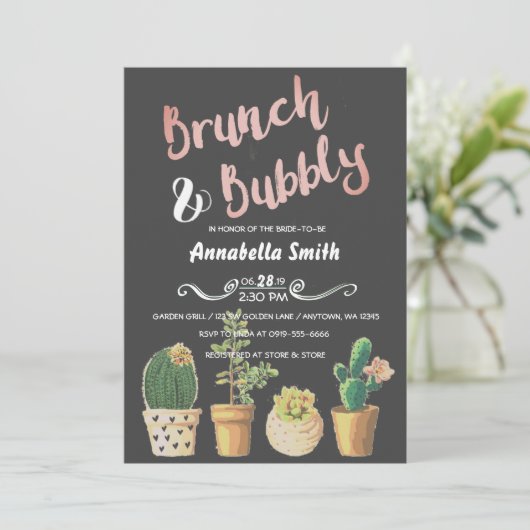 Brunch & Bubbly Brautparty mit Blumenmuster Einladung (Stehend Vorderseite)